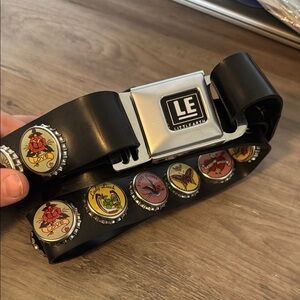 Little Earth Black Belt with Bottle Cap Accents